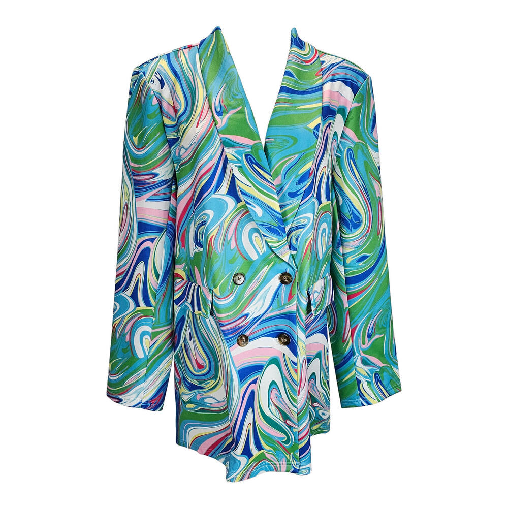 Shein Psychedelic Swirl Women's Double-Breasted Blazer/XL
